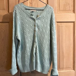 Casual Corner Annex Woman cardigan. Size 2X, aqua, cotton blend